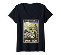 Femme Your Country's Call Poster de l'armée Britannique 1915 T-Shirt avec Col en V