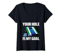 Femme Your Hole is My Goal Funny Cool Cornhole Game Graphic Design T-Shirt avec Col en V