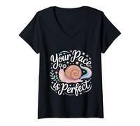 Femme Your Pace is Perfect Encouragez Les progrès Rapides |- T-Shirt avec Col en V