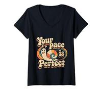 Femme Your Pace is Perfect Encouragez Les progrès Rapides |- T-Shirt avec Col en V