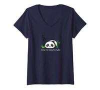 Femme You're Beary Adorable panda avec bambou et herbe T-Shirt avec Col en V