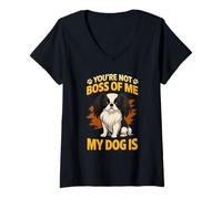 Femme Youre Not The Boss of Me Chin Japonais Drôle Maman Papa T-Shirt avec Col en V