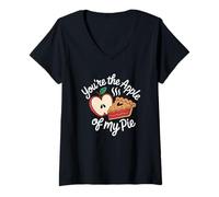 Femme You're The Apple of My Pie Automne Automne Cueillette de Pommes T-Shirt avec Col en V