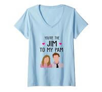 Femme You're The Jim to My Pam Couple Assorti pour la Saint-Valentin T-Shirt avec Col en V