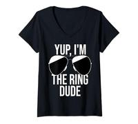 Femme Yup, I´m The Ring Dude Porte-alliances Officiel de Mariage T-Shirt avec Col en V
