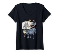 Femme Zebra Collage Born to Be Free Animal Print and Flowers T-Shirt avec Col en V