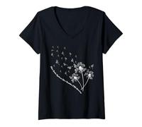 Femme Zebra Dandelion Sensibilisation au Syndrome d'Ehlers Danlos T-Shirt avec Col en V