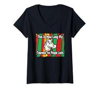Femme Zebra « This is How Long My Tolerance for People Lasts » T-Shirt avec Col en V