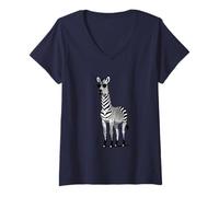 Femme Zèbre cool avec lunettes de soleil motif animal safari T-Shirt avec Col en V