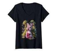 Femme Zèbre Homme Femme Boba Tea Kawaii Bubble Tea Zebra T-Shirt avec Col en V