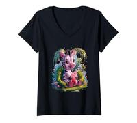 Femme Zèbre Homme Femme Boba Tea Kawaii Bubble Tea Zebra T-Shirt avec Col en V
