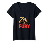 Femme Zen et Fury, Arts Martiaux T-Shirt avec Col en V