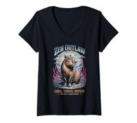 Femme Zen Outlaw Capybara Chill Vibes, humeur imparable, détente, calme T-Shirt avec Col en V