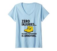 Femme Zéro blessure, utilisez Votre EPI | Cadeau de Campagne de Sensibilisation à la sécurité T-Shirt avec Col en V