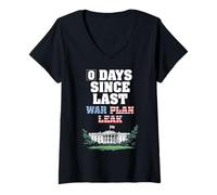 Femme Zero Days Since War Plan dévoile une politique sarcastique à la Maison Blanche T-Shirt avec Col en V