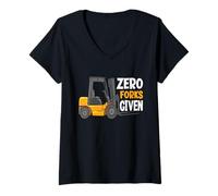 Femme Zero Forks reçoit Un opérateur de Chariot élévateur d'entrepôt Amusant T-Shirt avec Col en V