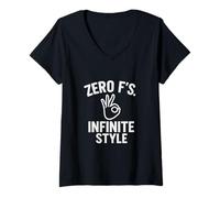 Femme Zero Fs. Citation audacieuse et Sarcastique de Style Infini T-Shirt avec Col en V