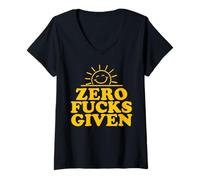 Femme Zero Fucks Given Funny Sarcastic Sunshine T-Shirt avec Col en V