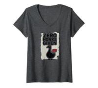 Femme Zero Honks Given Serious Goose Sassy Attitude Humour T-Shirt avec Col en V, Chiné Foncé, XXL
