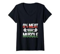 Femme Zero Meat Pure Muscle Végétarien Cool Vegan Bodybuilder T-Shirt avec Col en V
