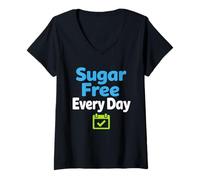 Femme Zero Sugar Lifestyle Keto Low Carb Glucose Control T-Shirt avec Col en V