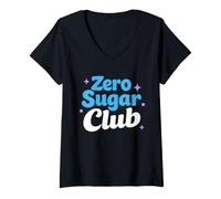 Femme Zero Sugar Lifestyle Keto Low Carb Glucose Control T-Shirt avec Col en V