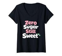 Femme Zero Sugar Lifestyle Keto Low Carb Glucose Control T-Shirt avec Col en V