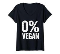 Femme Zéro% Vegan BBQ Carnivore Mangeur de Viande drôle Vintage T-Shirt avec Col en V