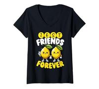 Femme Zest Friends Forever Cute Lemon Pun Best Friends T-Shirt avec Col en V