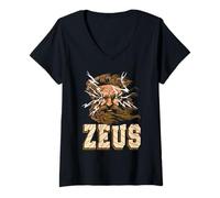 Femme Zeus Colère Éclair Dieu Grèce Foudre Mythologie Puissance T-Shirt avec Col en V