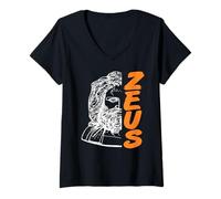 Femme Zeus Dieu Grec Foudre Force Roi Puissant Mythe T-Shirt avec Col en V