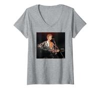 Femme Ziggy Stardust Era David Bowie World Tour par Dick Barnatt T-Shirt avec Col en V