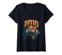 Femme Zodiaque Chinois Année du Tigre 2010 T-Shirt avec Col en V