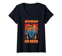 Femme Zohran Mamdani for NYC Mayor Poster amusant et tendance T-Shirt avec Col en V