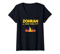 Femme Zohran Mamdani pour le maire de New York : Funny Cool Trendy Progressive T-Shirt avec Col en V
