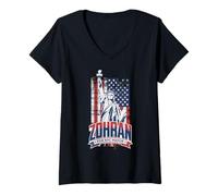 Femme Zohran Mamdani pour Le Maire de New York : Funny Cool Trendy Progressive T-Shirt avec Col en V