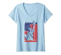 Femme Zohran Mamdani pour Le Maire de New York T-Shirt avec Col en V
