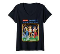 Femme Zombie Apocalypse Sarcastic Retro Vintage Funny Adult Humor T-Shirt avec Col en V