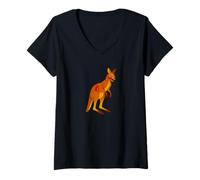 Femme Zombie Kangourou Animal - Effrayant Mort-Vivant T-Shirt avec Col en V