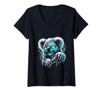Femme Zombie Koala Bear Creepy Halloween Costome Spooky Season T-Shirt avec Col en V