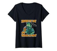 Femme Zombie par Un travailleur de Jour au Bureau de Nuit T-Shirt avec Col en V