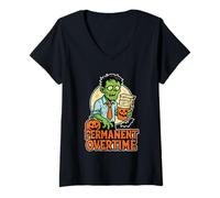 Femme Zombie Permanent des Heures supplémentaires T-Shirt avec Col en V
