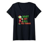 Femme Zombie Santa Doit Obtenir Toutes Les Choses drôles de Noël T-Shirt avec Col en V