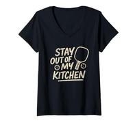 Femme Zone Interdite Pickleball Humour Règle de Terrain T-Shirt avec Col en V