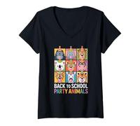 Femme Zoo Animals Wildlife Safari Jungle Birthday Party Boys Girls T-Shirt avec Col en V