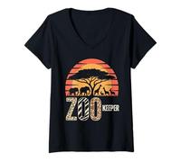 Femme Zookeeper Animaux Zoo Wildlife Lover Safari Savane T-Shirt avec Col en V