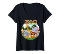 Femme Zookeeper Costume de Savane Africaine Safari pour Adultes et Enfants T-Shirt avec Col en V