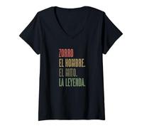 Femme Zorro - El Hombre El Mito La Legend | Nom de Maillot - T-Shirt avec Col en V