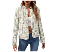 FemmeBlazer Chic et Elegant Veste Classique Couleur unie Boutonné Jacket Manches Longue Bureau Business Manteau Tendance Décontracté Jacket Léger Ceremonie Blouson Veste de Costume avec (Grey, M)