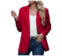 FemmeBlazer Chic et Elegant Veste Grande Taille Décontracté Vestes Manches Longue Jacket Bureau Business Manteau Vintage Tenues Décontractées Travail Veste Manteau avec Boutons Poches (Red, S)